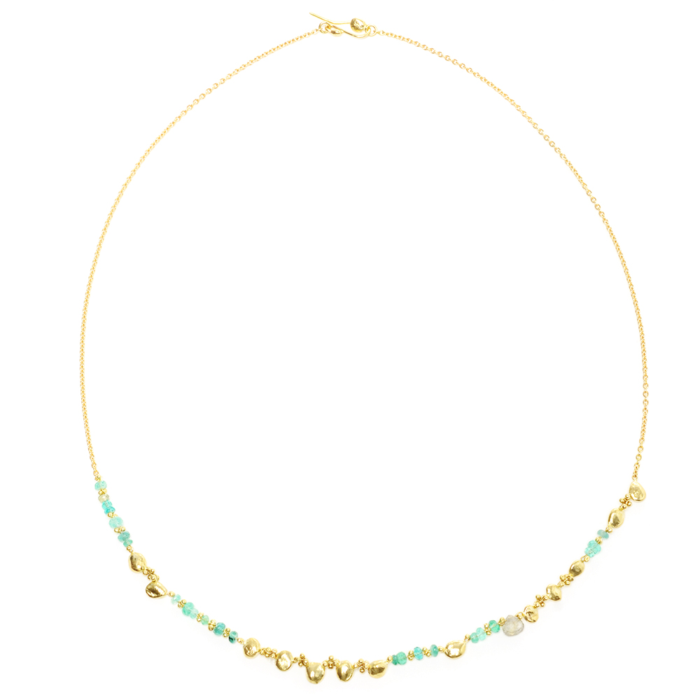 Rock-fall Pin Emerald Story Necklace