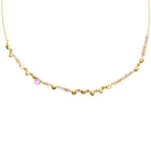 Rock-fall Pin Peach Sapphire Story Necklace
