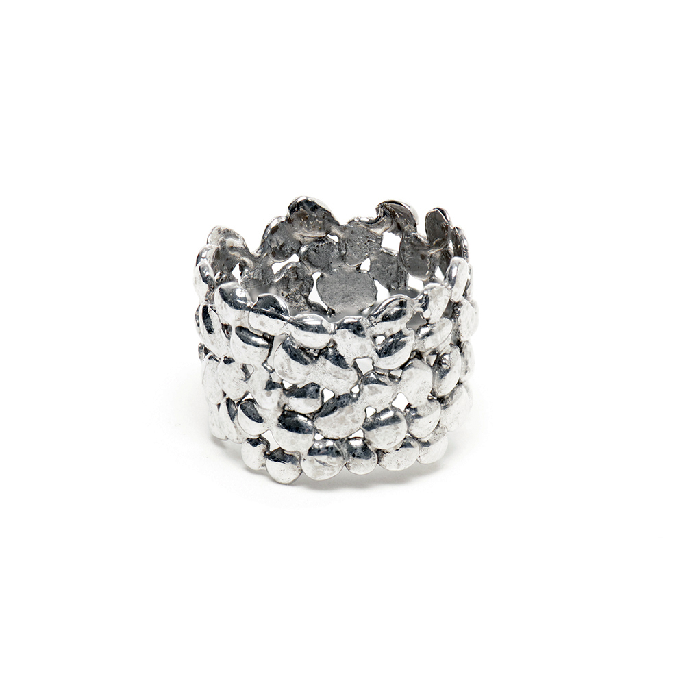 Large White Gold Cobble Nugget Ring