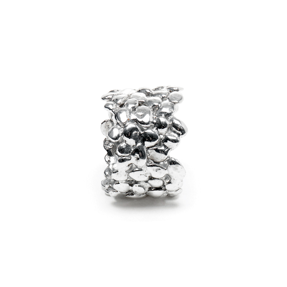 Large White Gold Cobble Nugget Ring
