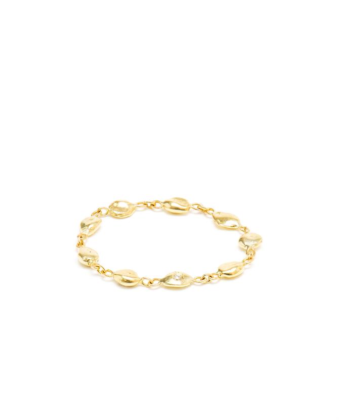 Chain Ring with Diamond in 18k Yellow Gold