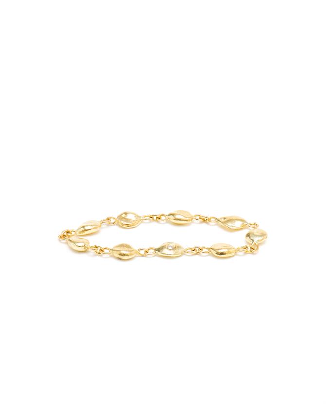 Chain Ring with Diamond in 18k Yellow Gold