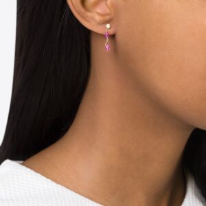 Pink Sapphire Drop Stud Earrings