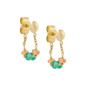 Emerald and Sapphire Loop Chain Earrings