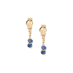 Blue Sapphire Loop Chain Earrings