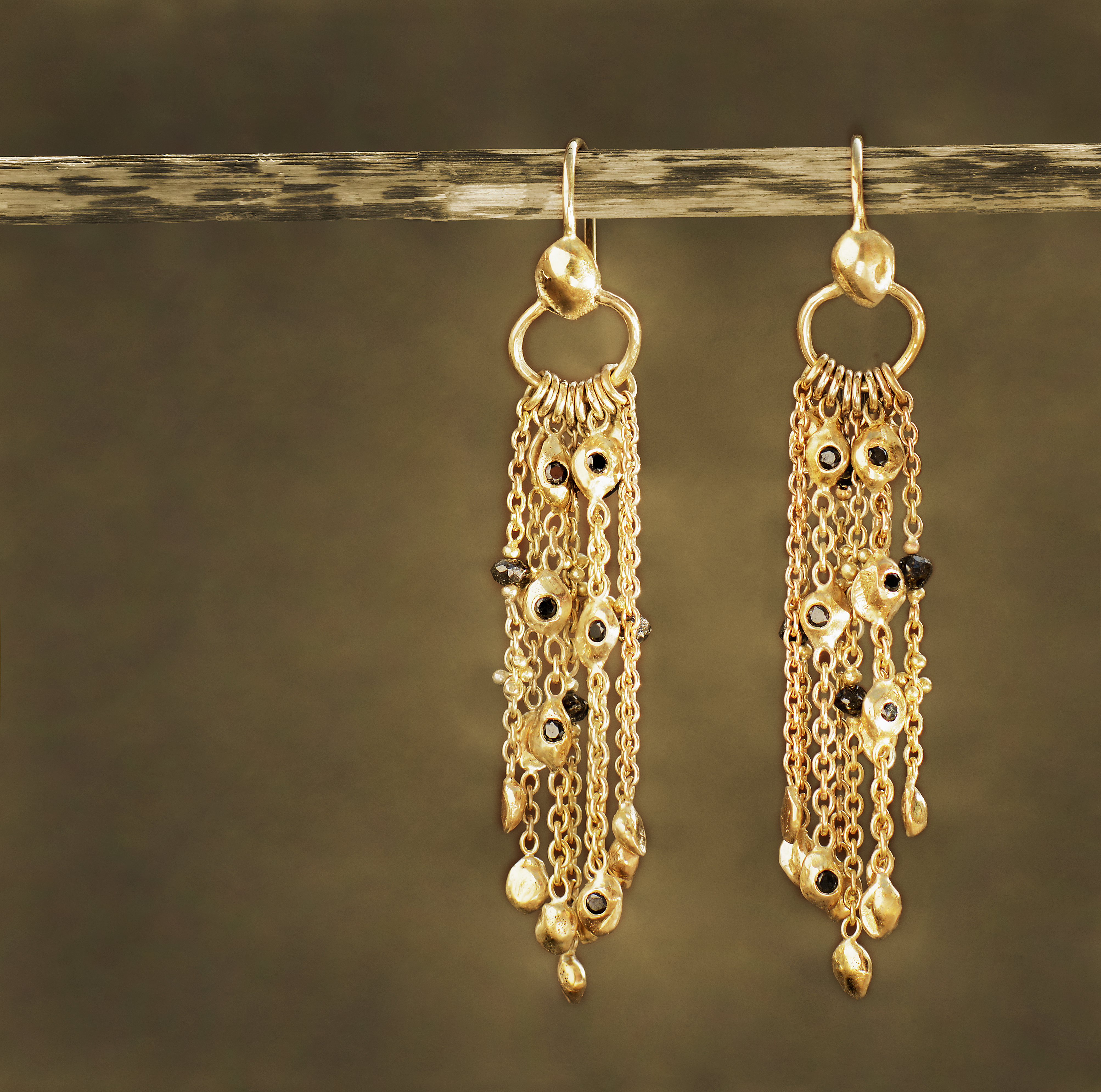 Natasha Collis Ibiza Fine Jewellery Black Diamond 18K Gold Earrings