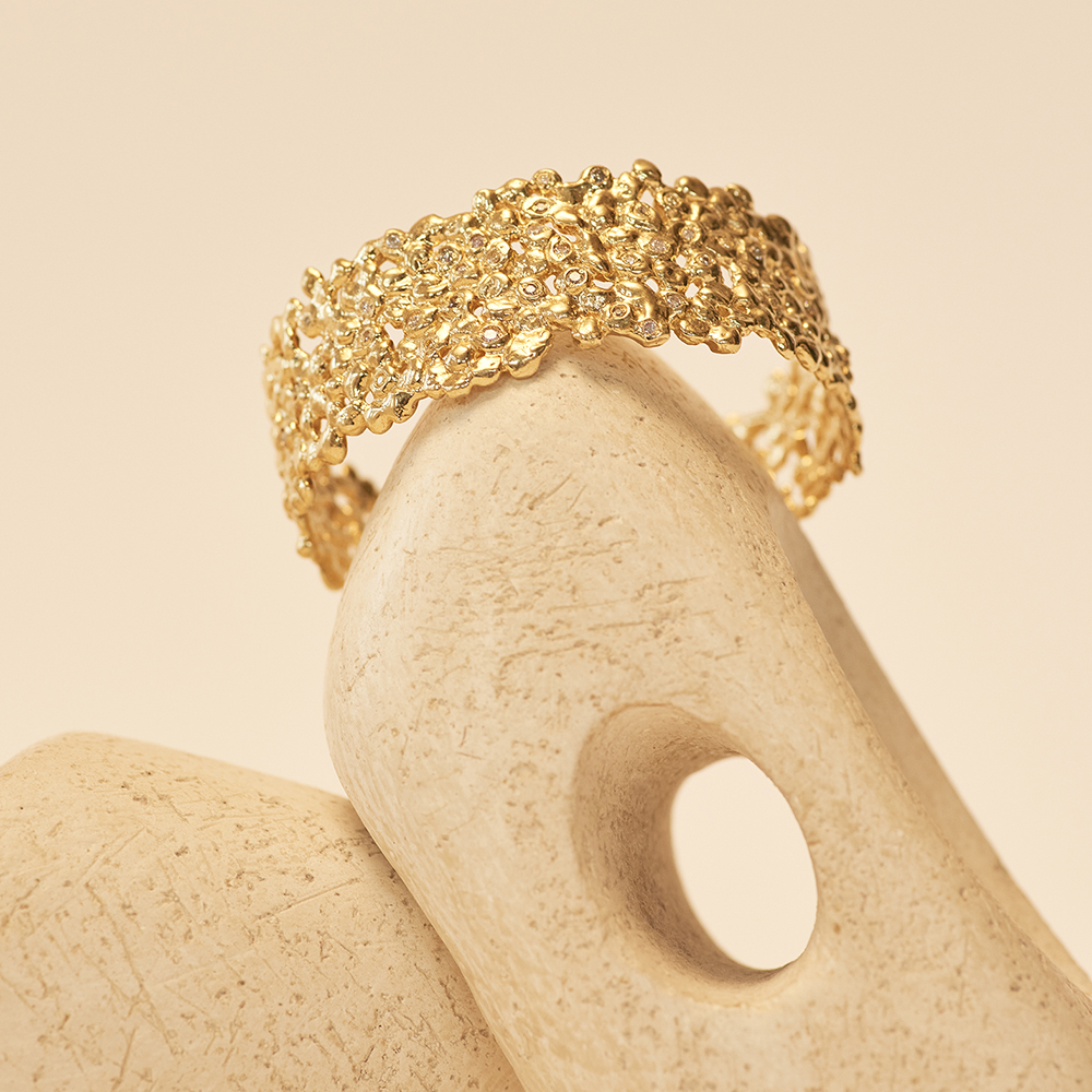 Gold nugget bracelet with on sale diamonds