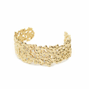 SMALL GOLD NUGGET CUFF WITH DIAMONDS
